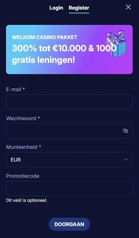 Registratieformulier van OrionsBet
